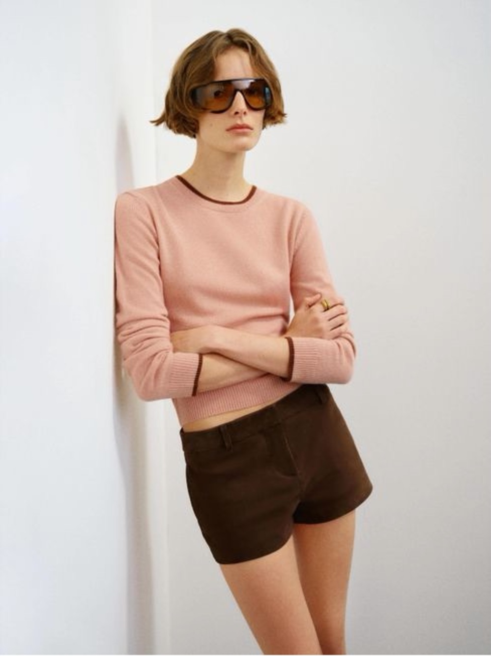 Reformation Lian Cashmere Crew in Serenade Chocolate Cake